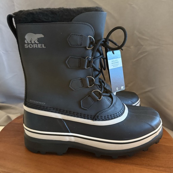 Sorel Men's Caribou  Mid-Calf Boots Waterproof Nubuck Leather Black Size 10 - Picture 1 of 16